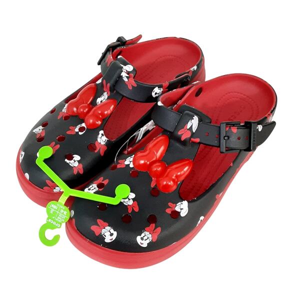 Crocs Disney Minnie Mouse Mary Janes Red Womens 9 Platform Slip On Chunky NWT - Picture 1 of 10